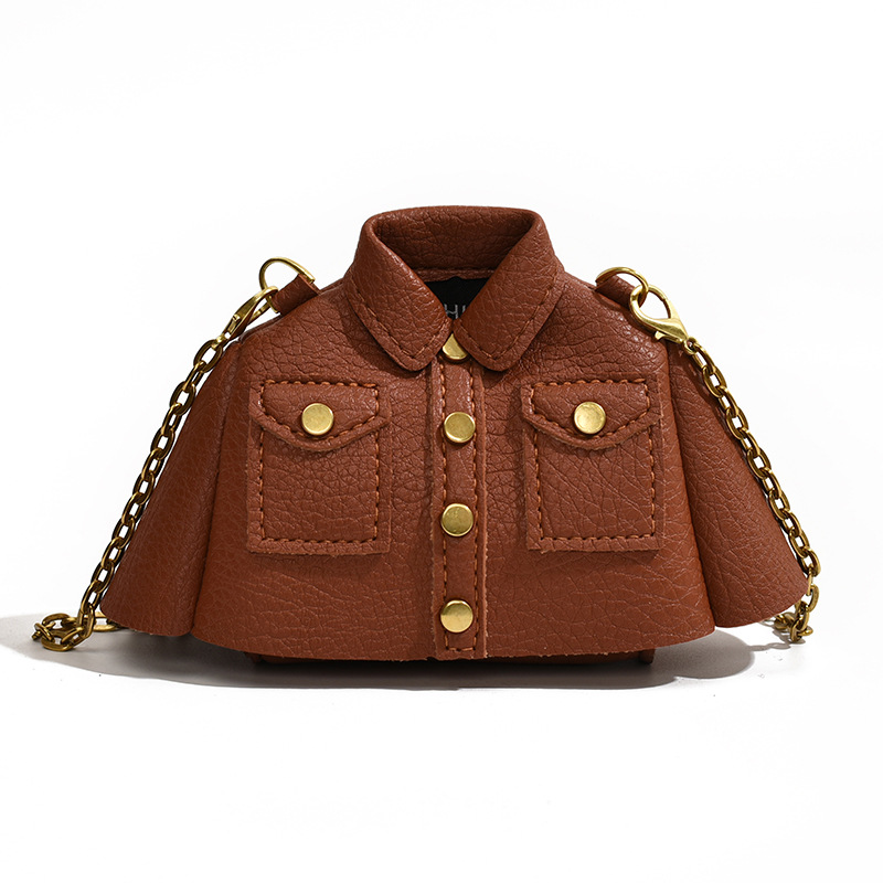 Mini Umhängetasche für Damen ⎜ Kreative Schultertasche in Jackenform mit Kette für Lippenstift und Essentials