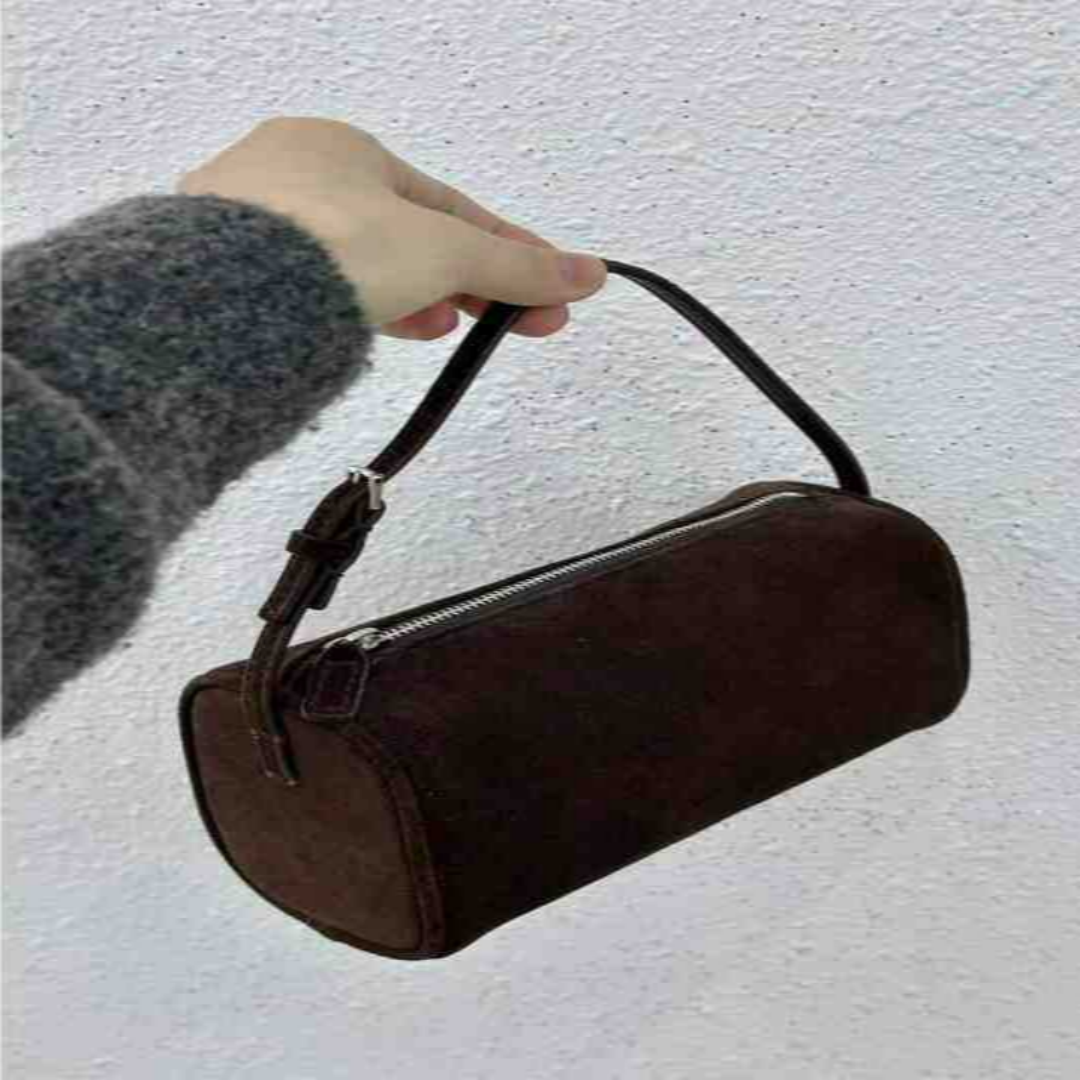 Schultertasche für Damen ⎜ Kompakte Retro-Tasche aus Wildleder im 90er-Stil für Herbst und Alltag