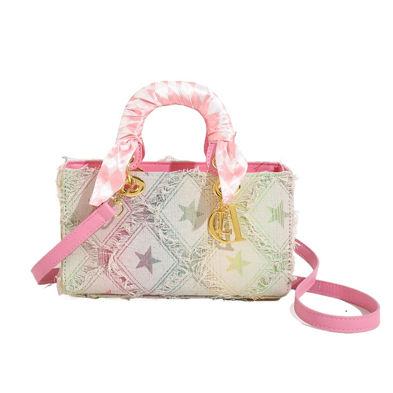 Handtasche für Damen ⎜ Modische Denim-Tasche mit Sternenmuster und Schulterriemen für Alltag und Freizeit