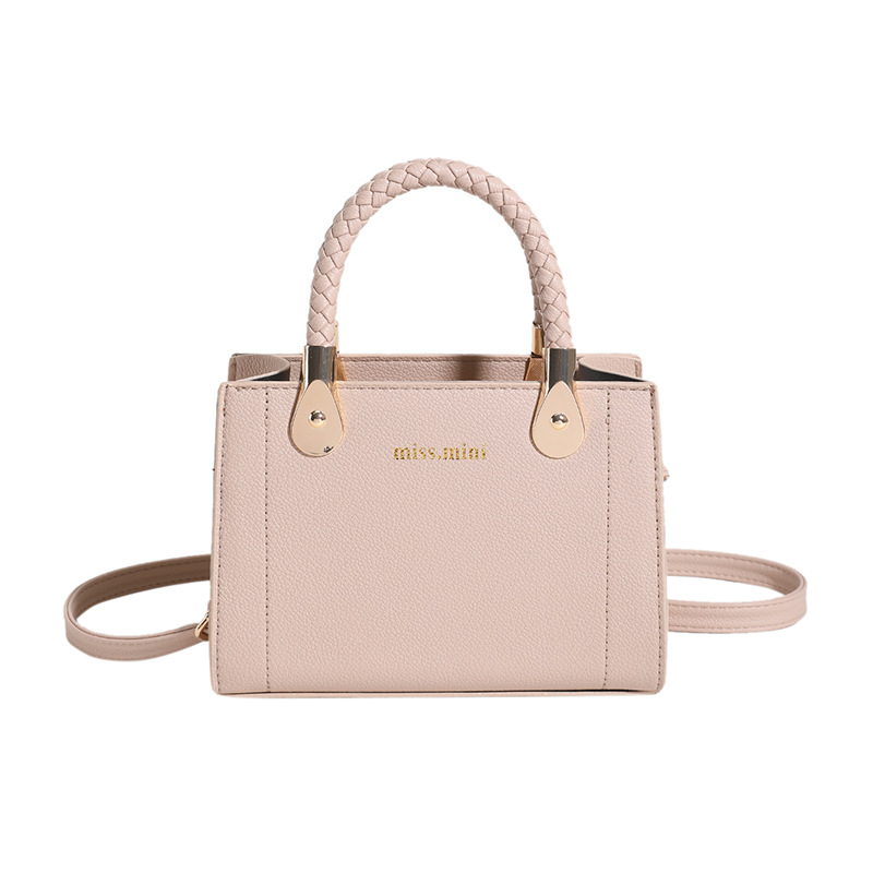 Handtasche für Damen ⎜ Modische Mini-Tasche mit Litchi-Prägung und geflochtenem Griff für stylische Outfits