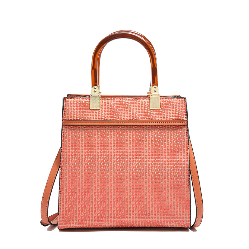 Handtasche für Damen ⎜ Elegante Tragetasche mit Strukturmuster und transparentem Griff für Büro und Alltag