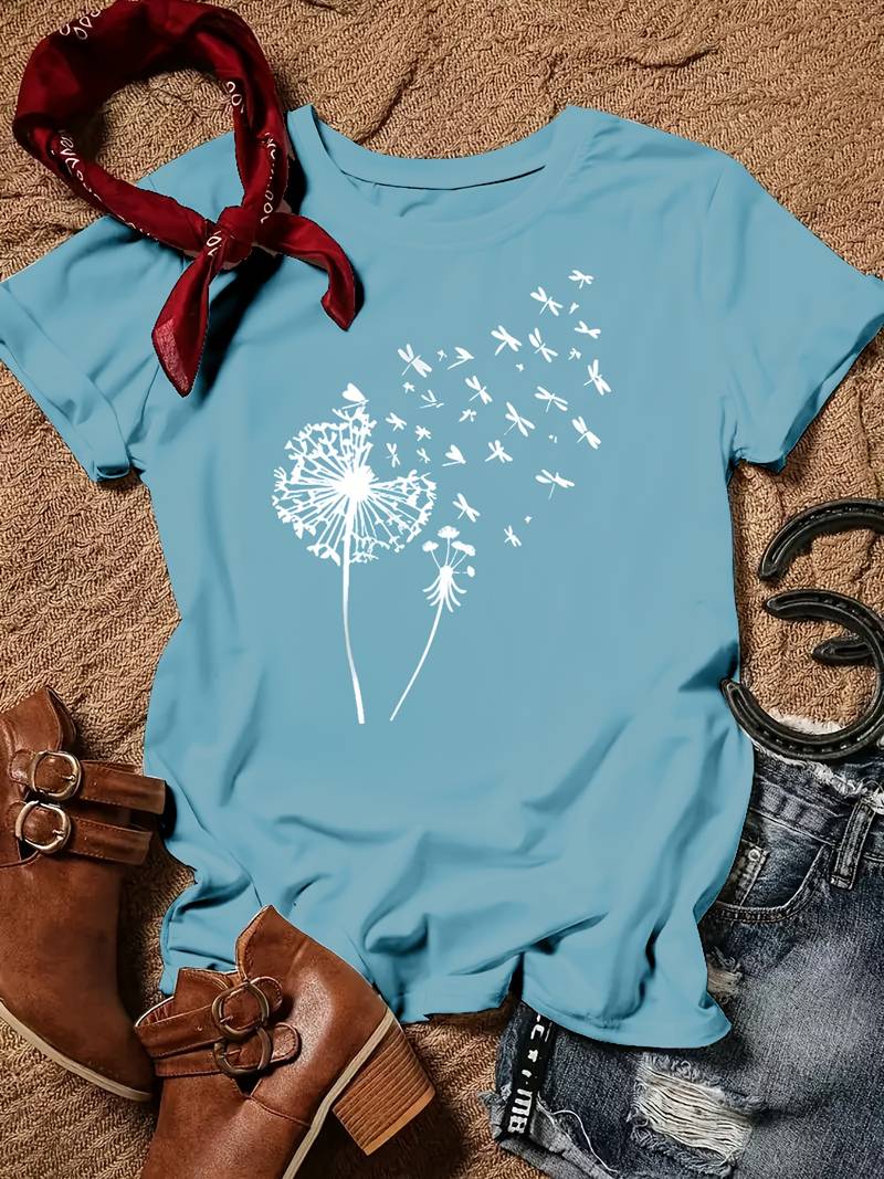 Layla - T-shirt Mit Löwenzahn-print Und Rundhalsausschnitt