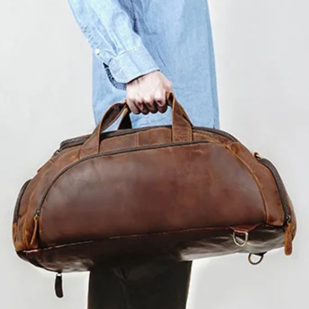 Reisetasche für Herren ⎜ Robuste Weekender-Tasche aus Lederoptik mit großer Kapazität und Schultergurt für Outdoor-Trips