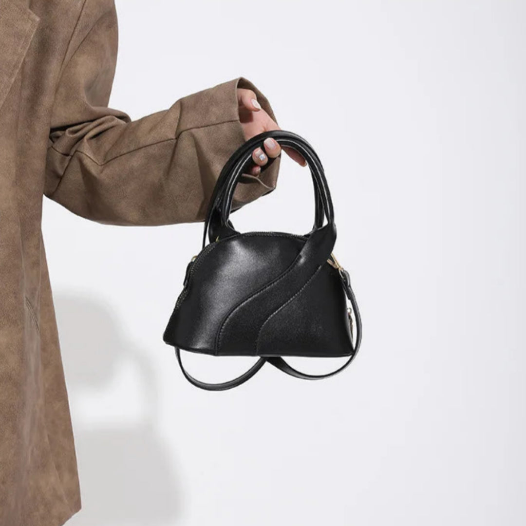 Handtasche für Damen ⎜ Kompakte Schultertasche in Muschelform mit elegantem Design für Alltag und Events