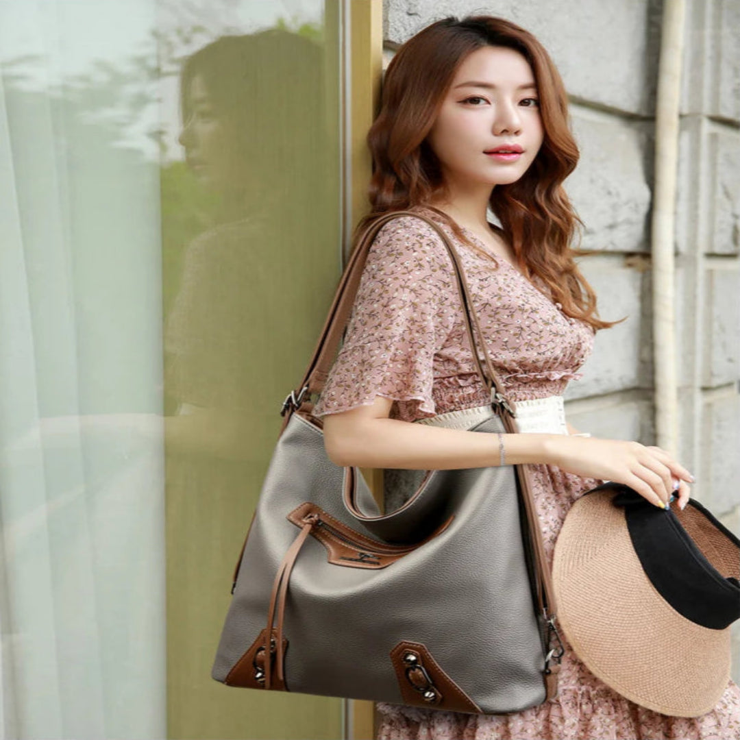 Umhängetasche für Damen ⎜ Große Schultertasche mit mehreren Fächern und viel Stauraum für Alltag und Reisen