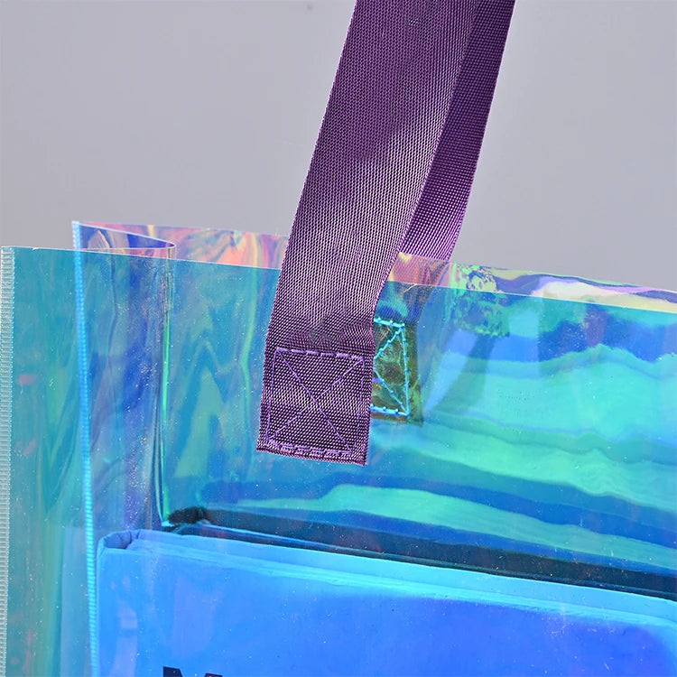 Transparente Handtasche für Damen ⎜ Irisierende PVC-Tasche mit robustem Design und abnehmbarer Mini-Bag