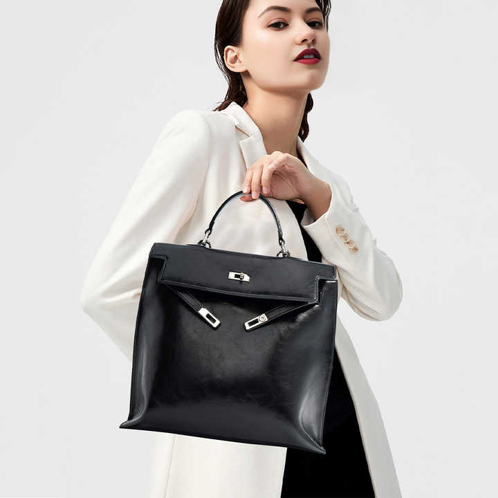 Rucksack für Damen ⎜ Eleganter Leder-Rucksack mit Tragegriff und großer Kapazität für Alltag und Büro