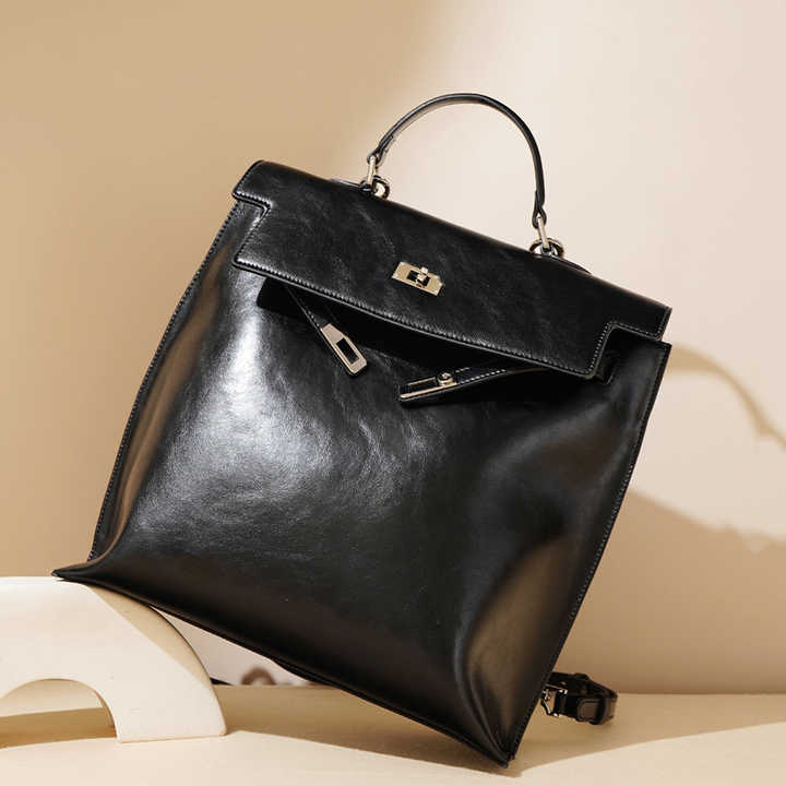 Rucksack für Damen ⎜ Eleganter Leder-Rucksack mit Tragegriff und großer Kapazität für Alltag und Büro