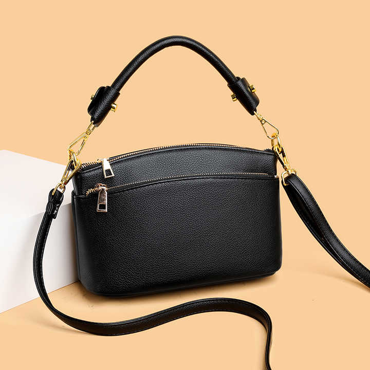 Umhängetasche für Damen ⎜ Elegante Handtasche aus hochwertigem Leder mit verstellbarem Trageriemen