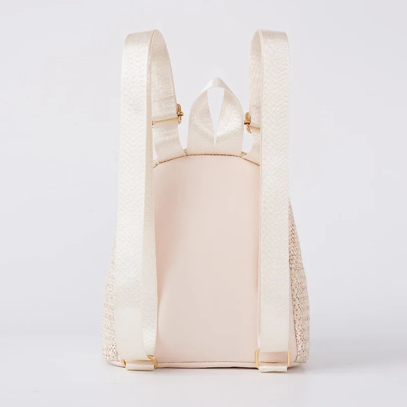 Rucksack für Damen ⎜ Leichter Strohrucksack mit Doppelreißverschluss und Ethno-Design für Alltag und Freizeit