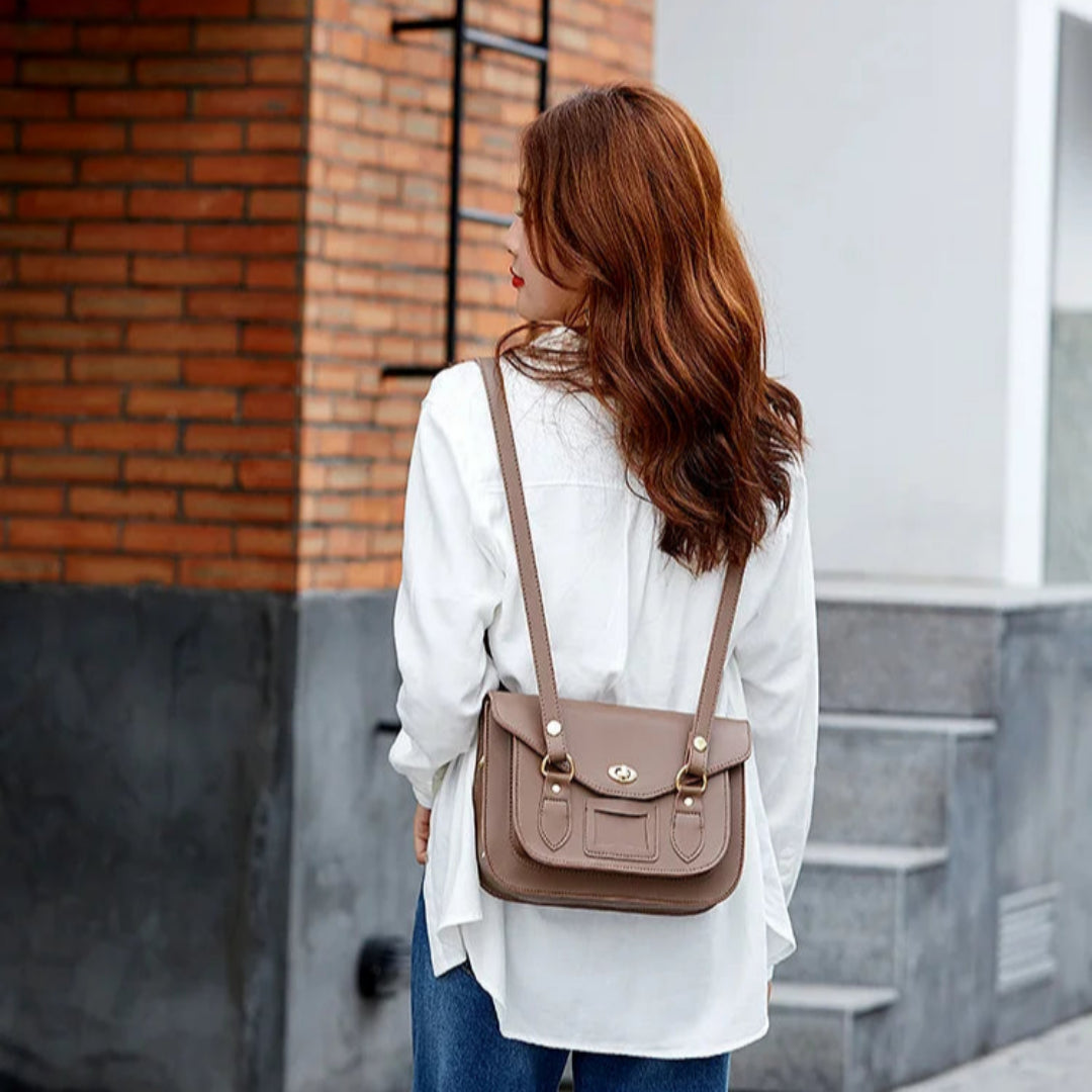 Damen Umhängetasche ⎜ Klassische Satchel-Tasche mit Überschlag und Verstellbaren Schulterriemen