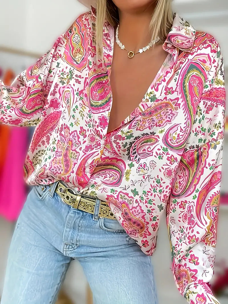 Malia - Langarmhemd mit Paisley-Print und Knöpfen