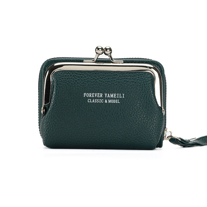 Damen Geldbörse Klein ⎜ Kompakte Brieftasche mit Münzfach und Praktischem Trageriemen