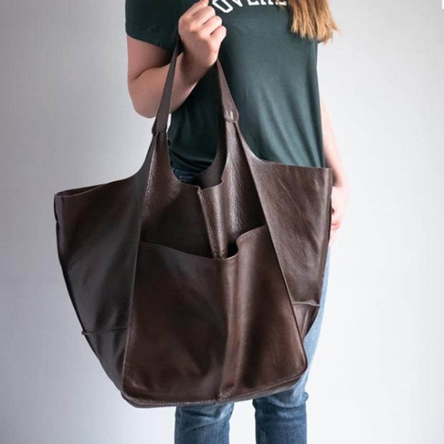 Handtasche für Damen ⎜ Modische Schultertasche aus weichem Leder mit großem Stauraum für Alltag und Reisen