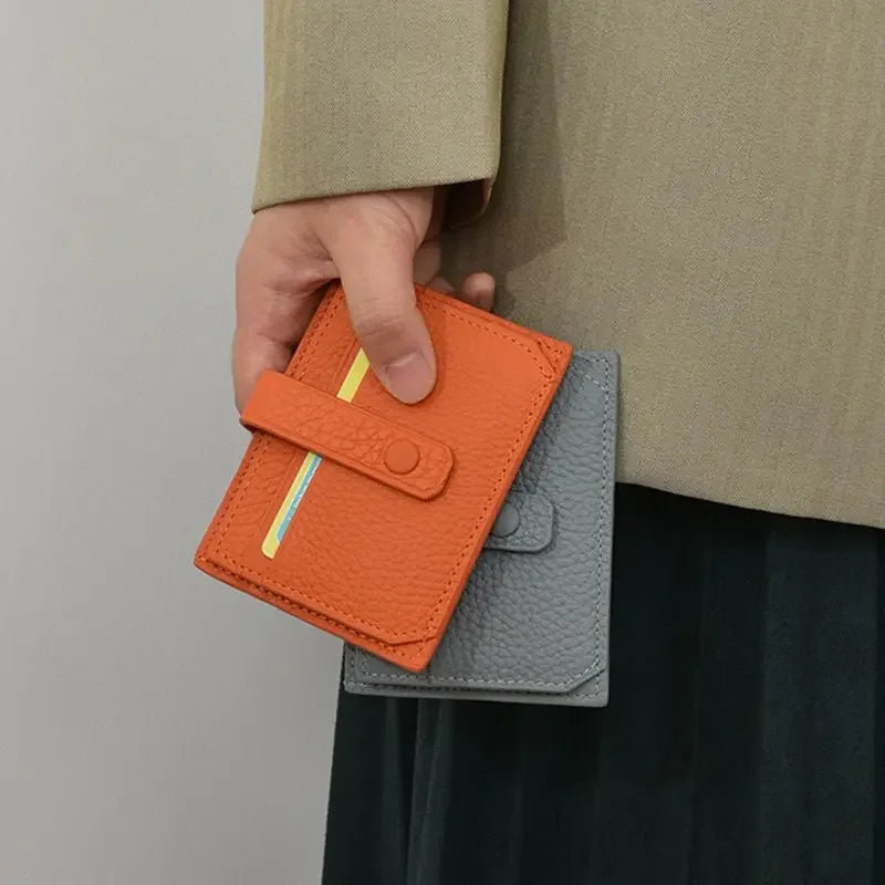 RFID Kartenetui für Damen ⎜ Ultradünner Kartenhalter mit Druckknopf und mehreren Steckplätzen