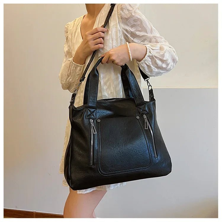 Shopper Tasche für Damen ⎜ Geräumige Handtasche mit Reißverschluss und Schultergurt für Alltag und Büro