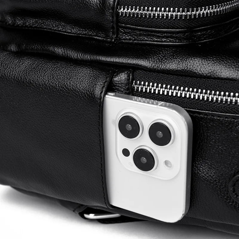 Damen Rucksack aus Leder ⎜ Vielseitiger Reiserucksack mit Fronttasche und verstellbarem Schultergurt für den Alltag
