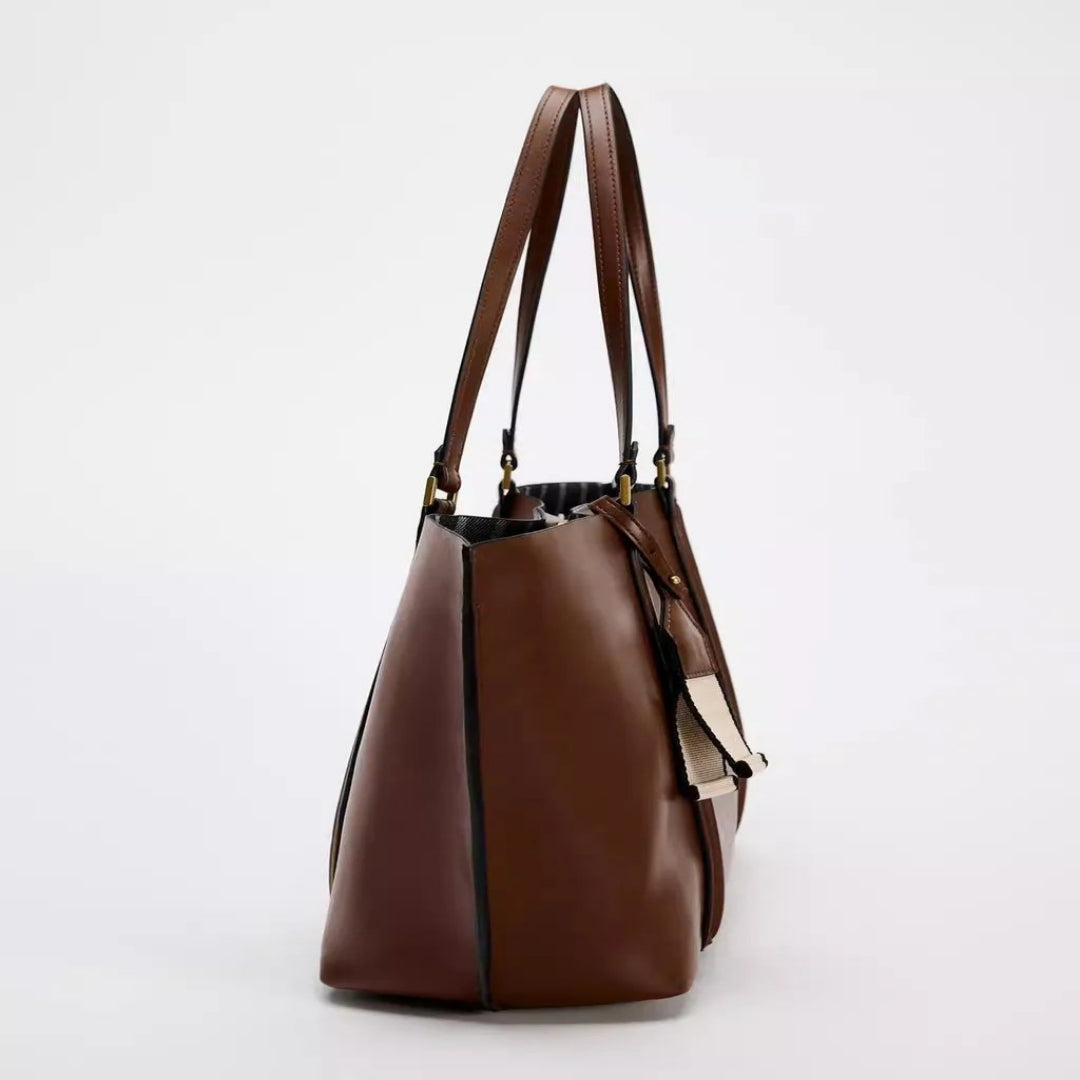 Große Damen Schultertasche aus Kunstleder ⎜ Elegante Einkaufstasche mit viel Stauraum für Arbeit und Alltag