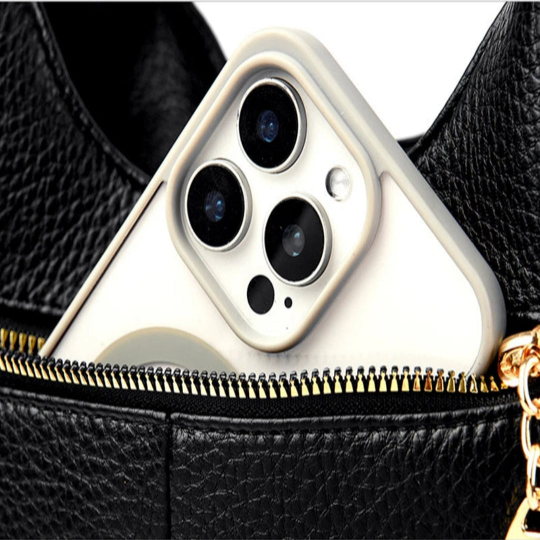 Schultertasche für Damen ⎜ Elegante Tragetasche aus Leder mit Kurzgriffen für Alltag und gehobene Anlässe