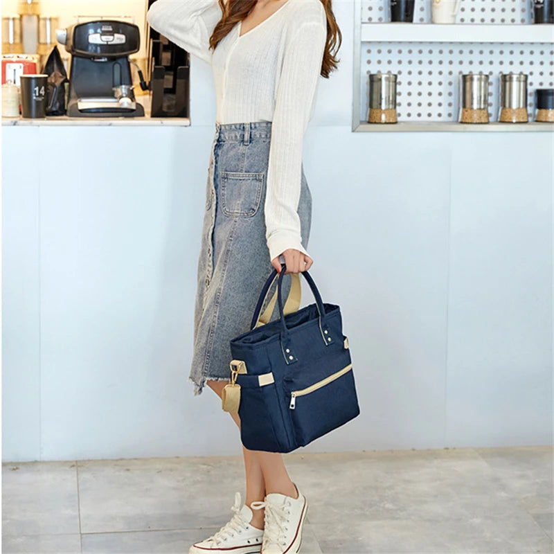 Lunchbag für Damen ⎜ Isolierte Tragetasche aus Oxford-Stoff mit Reißverschluss und vielseitigen Fächern