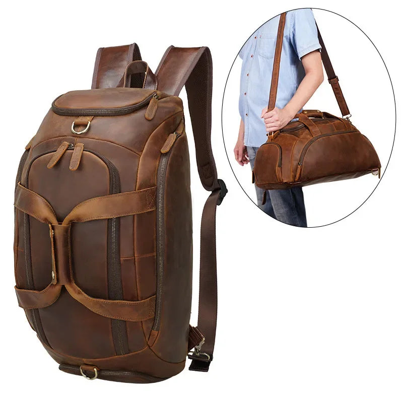 Reisetasche für Herren ⎜ Robuste Weekender-Tasche aus Lederoptik mit großer Kapazität und Schultergurt für Outdoor-Trips