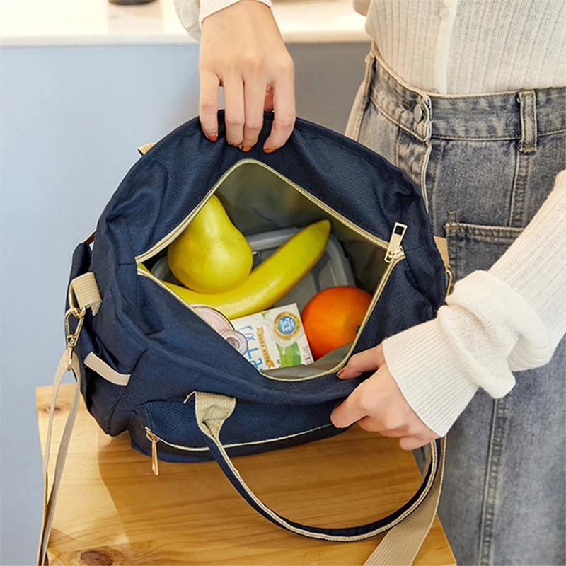 Lunchbag für Damen ⎜ Isolierte Tragetasche aus Oxford-Stoff mit Reißverschluss und vielseitigen Fächern