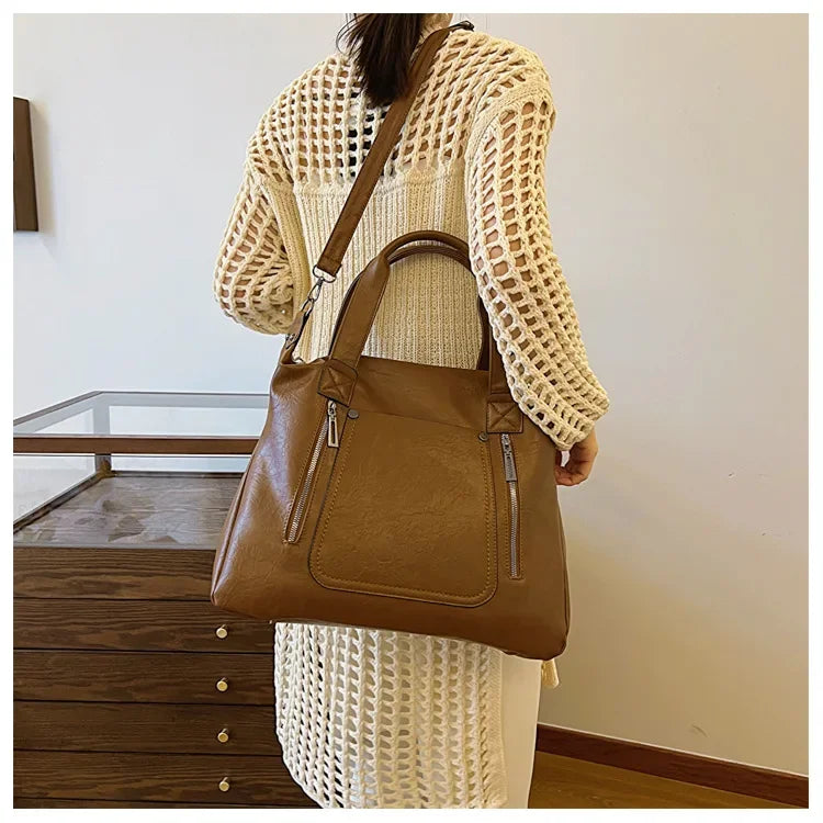 Shopper Tasche für Damen ⎜ Geräumige Handtasche mit Reißverschluss und Schultergurt für Alltag und Büro