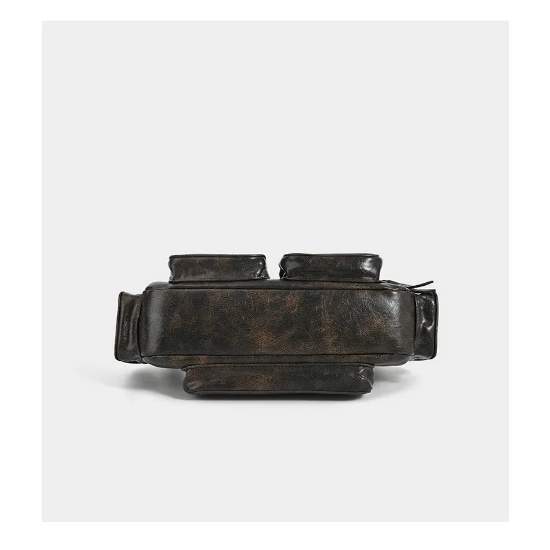 Schultertasche für Damen im Vintage-Stil ⎜ Kompakte Handtasche mit Außentaschen für Alltag und Freizeit
