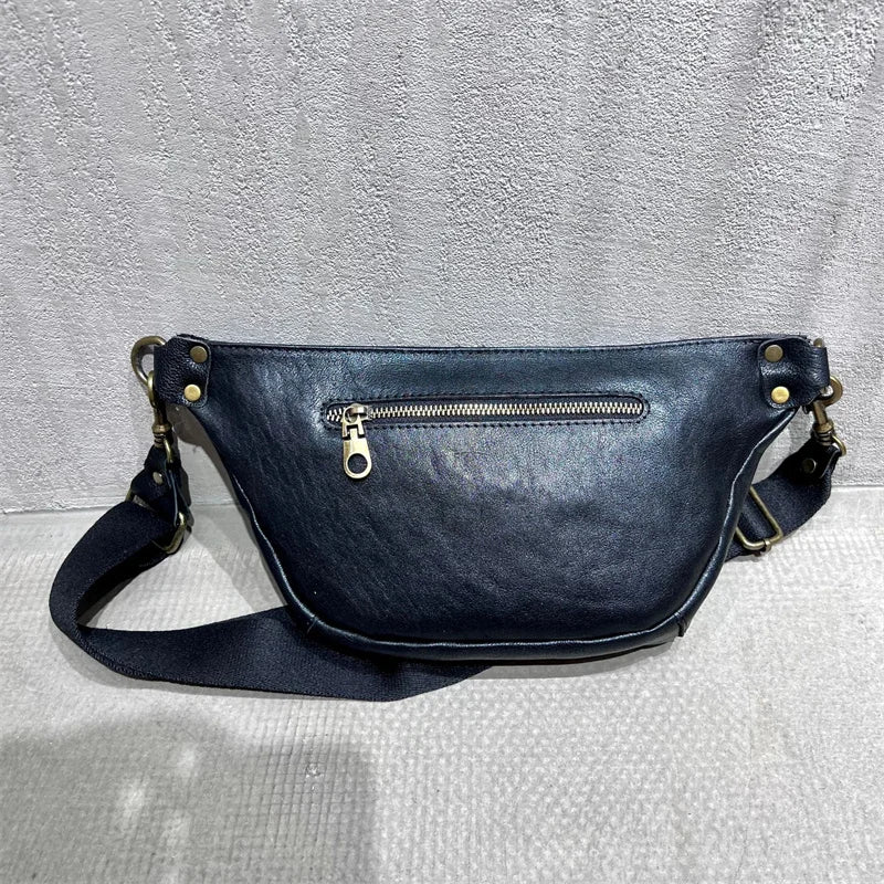 Gürteltasche für Damen ⎜ Edle Ledertasche mit Reißverschlüssen und verstellbarem Gurt für Reisen und Freizeit