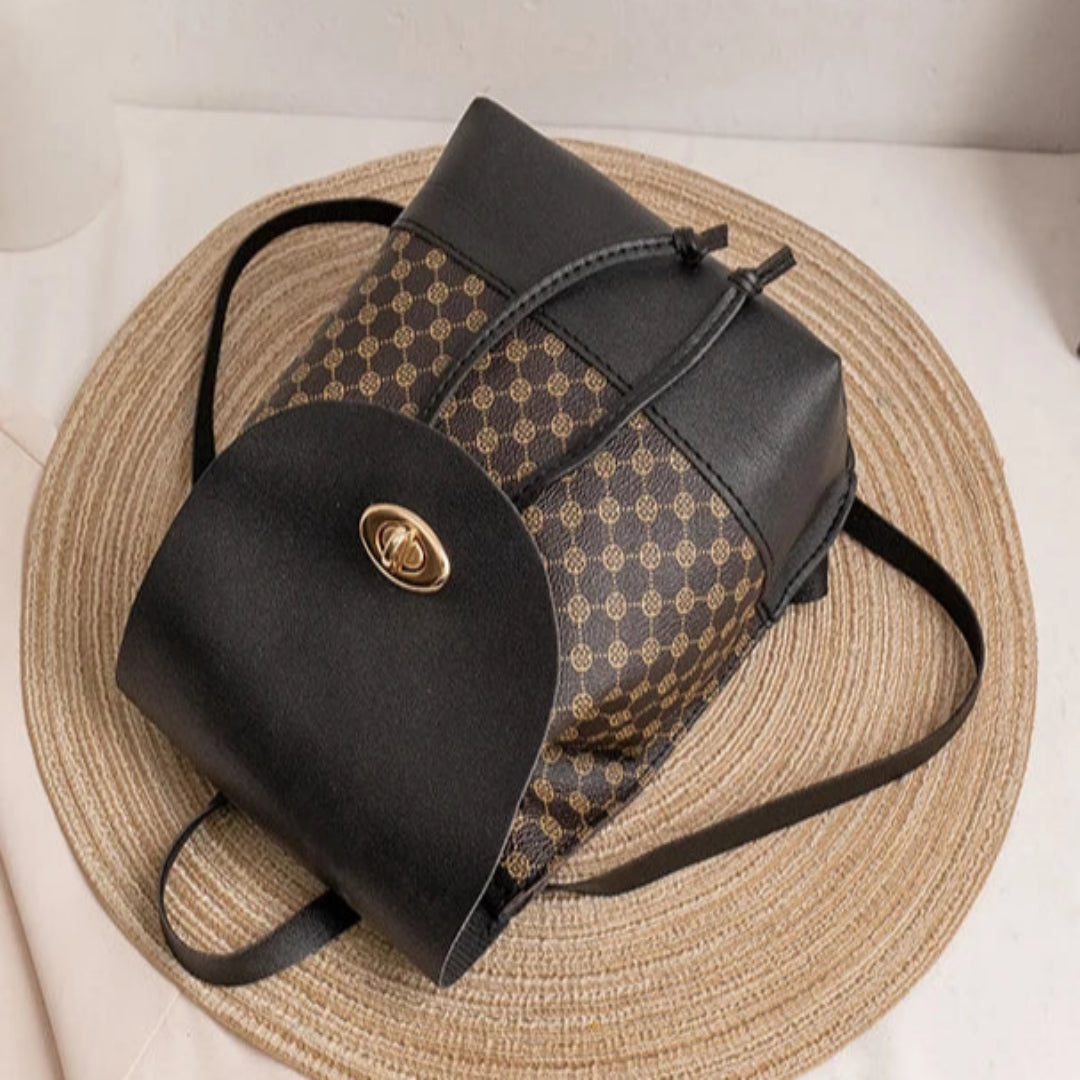 Damen Rucksack ⎜ Moderner Retro-Stil mit praktischem Kordelzug und elegantem Verschluss