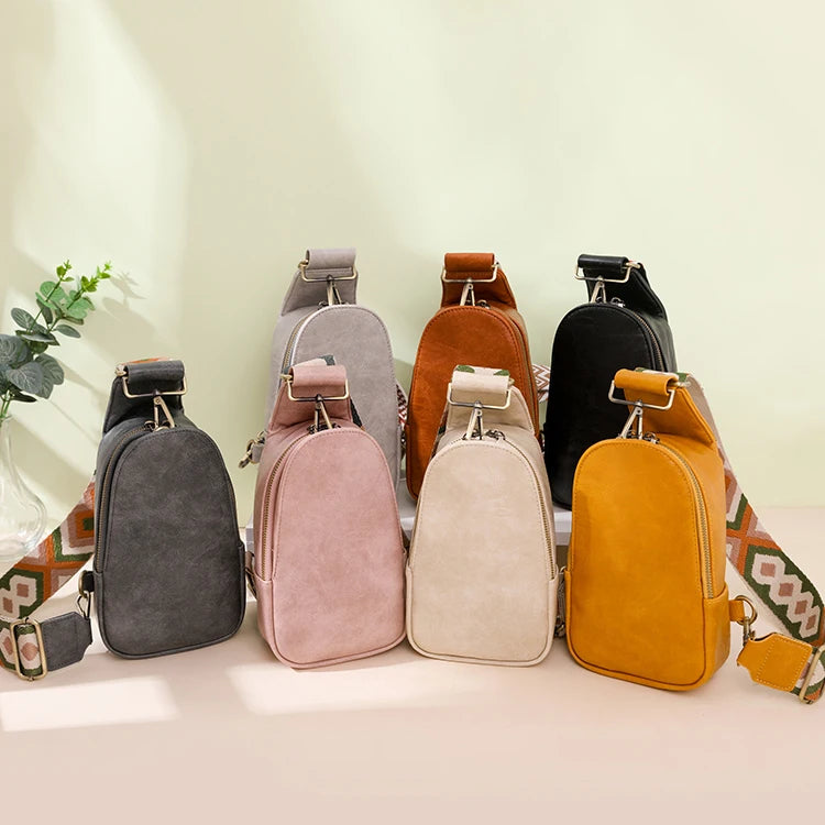 Damen Gürteltasche mit Musterriemen ⎜ Modische Umhängetasche in kompakter Form für Reisen und Freizeit