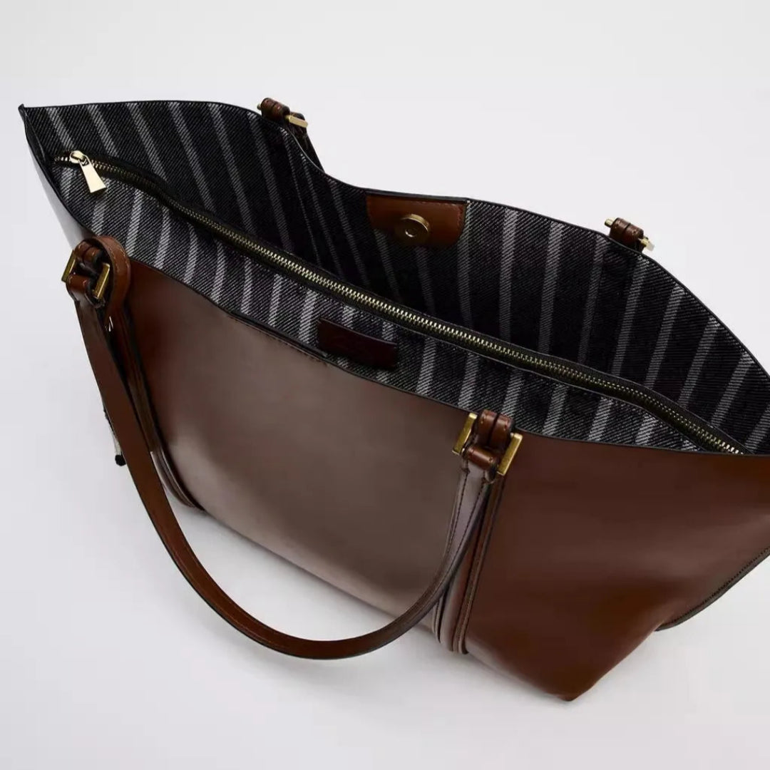Große Damen Schultertasche aus Kunstleder ⎜ Elegante Einkaufstasche mit viel Stauraum für Arbeit und Alltag