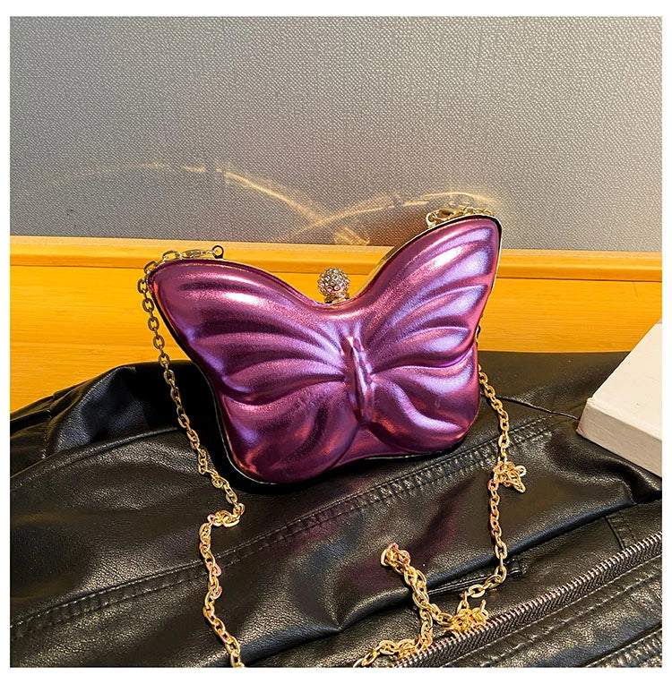 Schultertasche für Damen ⎜ Elegante Schmetterlingsform mit Kettenträger für stilvolle Anlässe