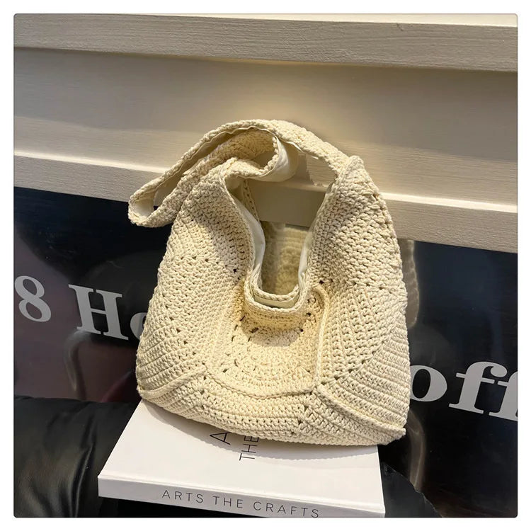 Große Umhängetasche für Damen ⎜ Vielseitige Strandtasche aus geflochtenem Baumwollgewebe im Boho-Stil