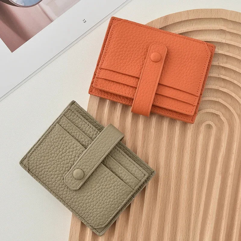 RFID Kartenetui für Damen ⎜ Ultradünner Kartenhalter mit Druckknopf und mehreren Steckplätzen
