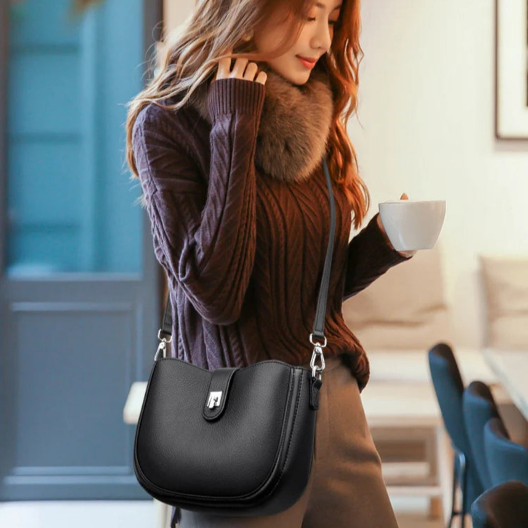 Schultertasche für Damen ⎜ Elegante Satteltasche im Vintage-Stil mit verstellbarem Riemen für Alltag und Freizeit