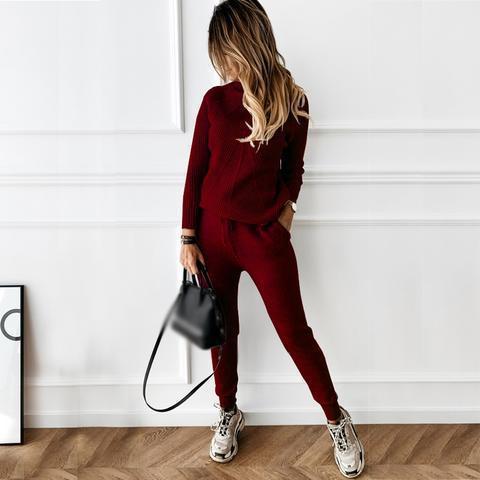 Yvette - Gestreifter Rollkragenpulli Und Elastische Hose Im Set