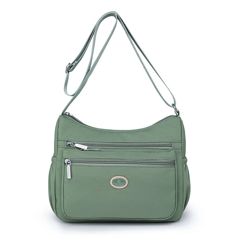 Schultertasche für Damen aus Nylon ⎜ Leichte Umhängetasche mit Reißverschluss für Alltag und Freizeit