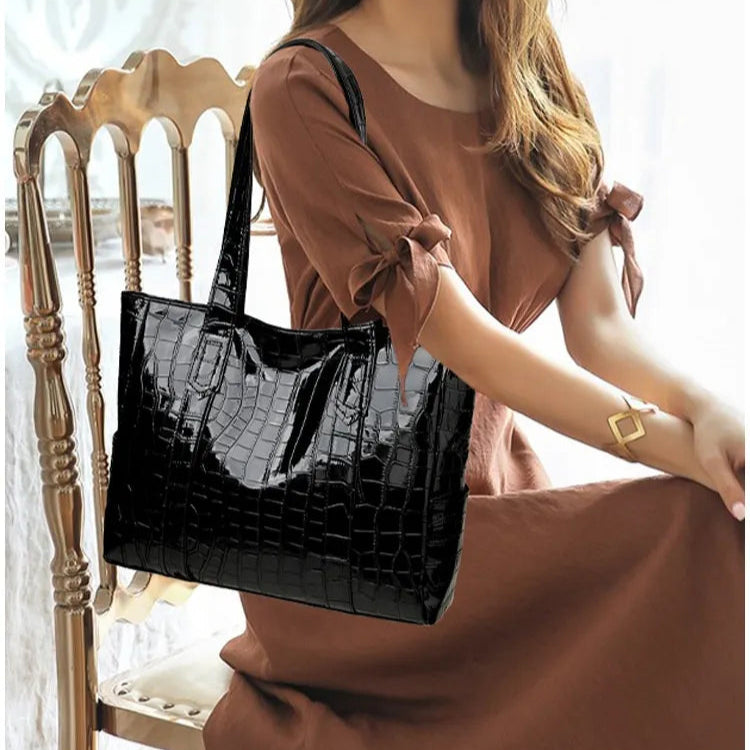 Tote Bag für Damen ⎜ Elegante Handtasche mit Krokoprägung für Arbeit und Alltag