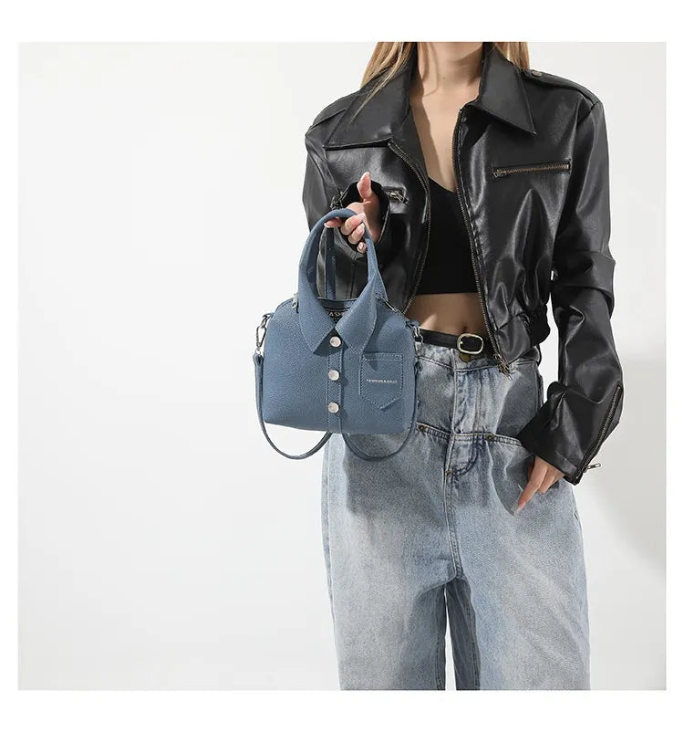 Schultertasche für Damen  Stylische und vielseitige Handtasche im modernen Hemd-Design