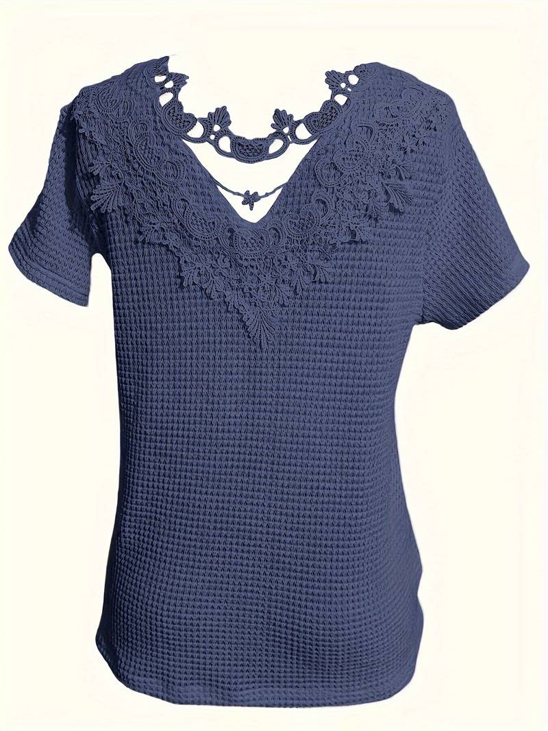 Lilli - T-Shirt aus kontrastierender Spitze mit Rundhalsausschnitt