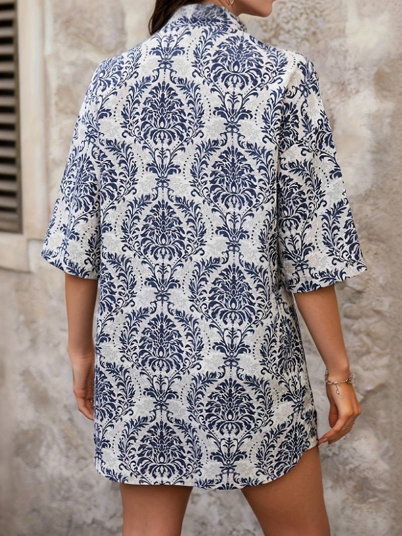 Ely - Set aus Hemd und Shorts mit Blumendruck und Knopfleiste vorne
