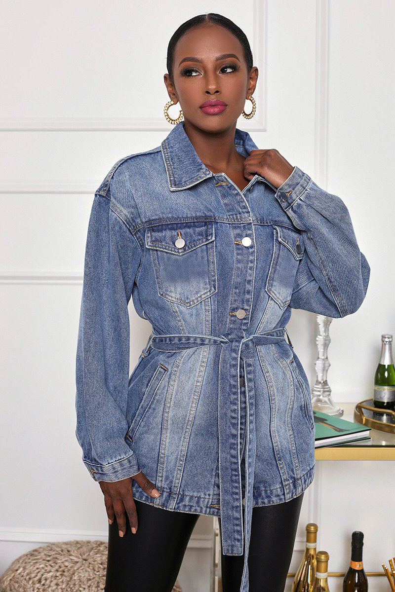 Henna - Damen Denim-mantel Mit Klappentaschen