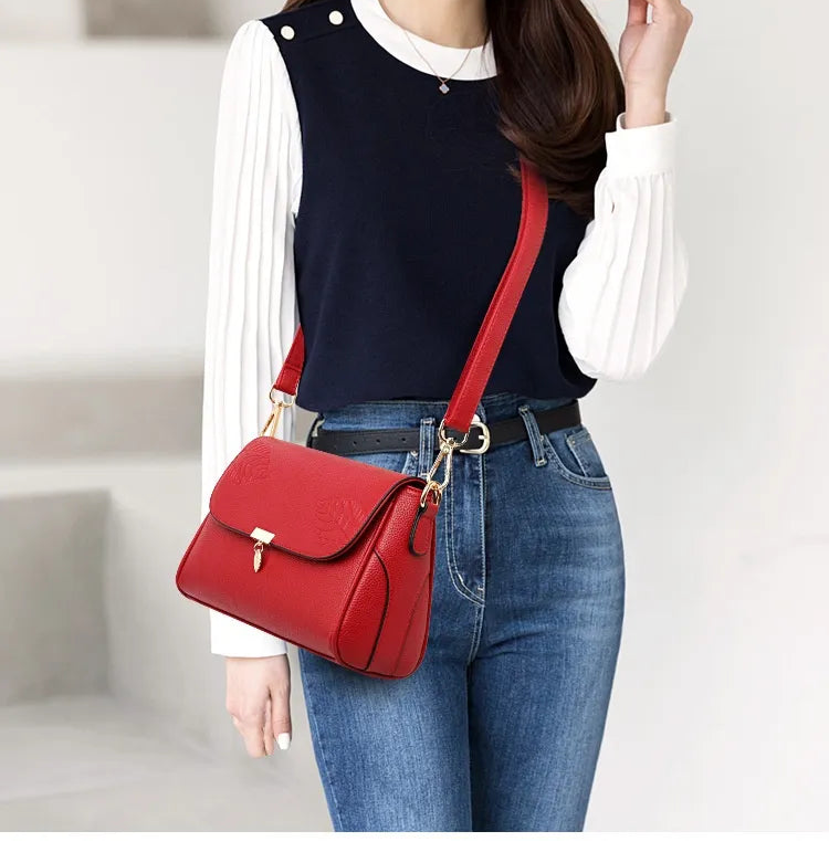 Elegante Umhängetasche für Damen ⎜ Stilvolle Tasche mit Blatt-Design und goldenen Akzenten