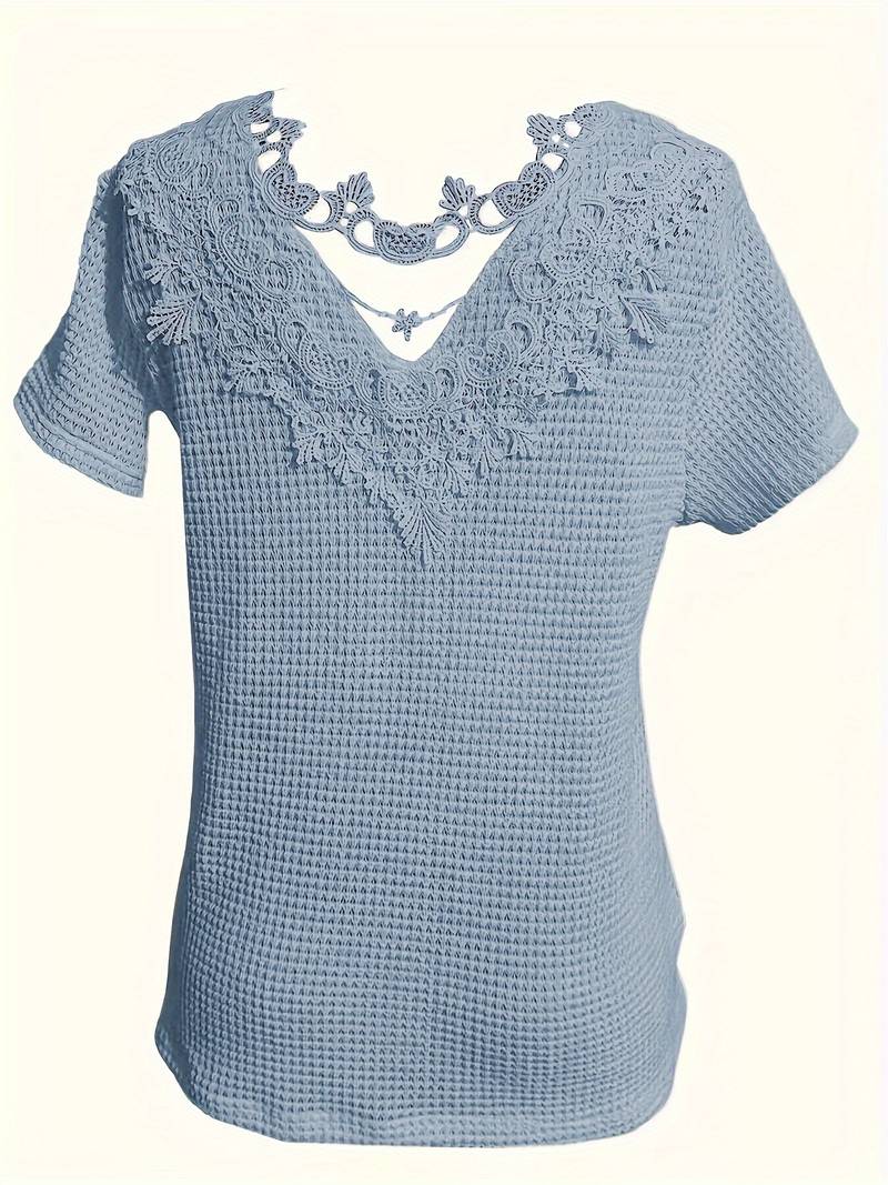 Lilli - T-Shirt aus kontrastierender Spitze mit Rundhalsausschnitt
