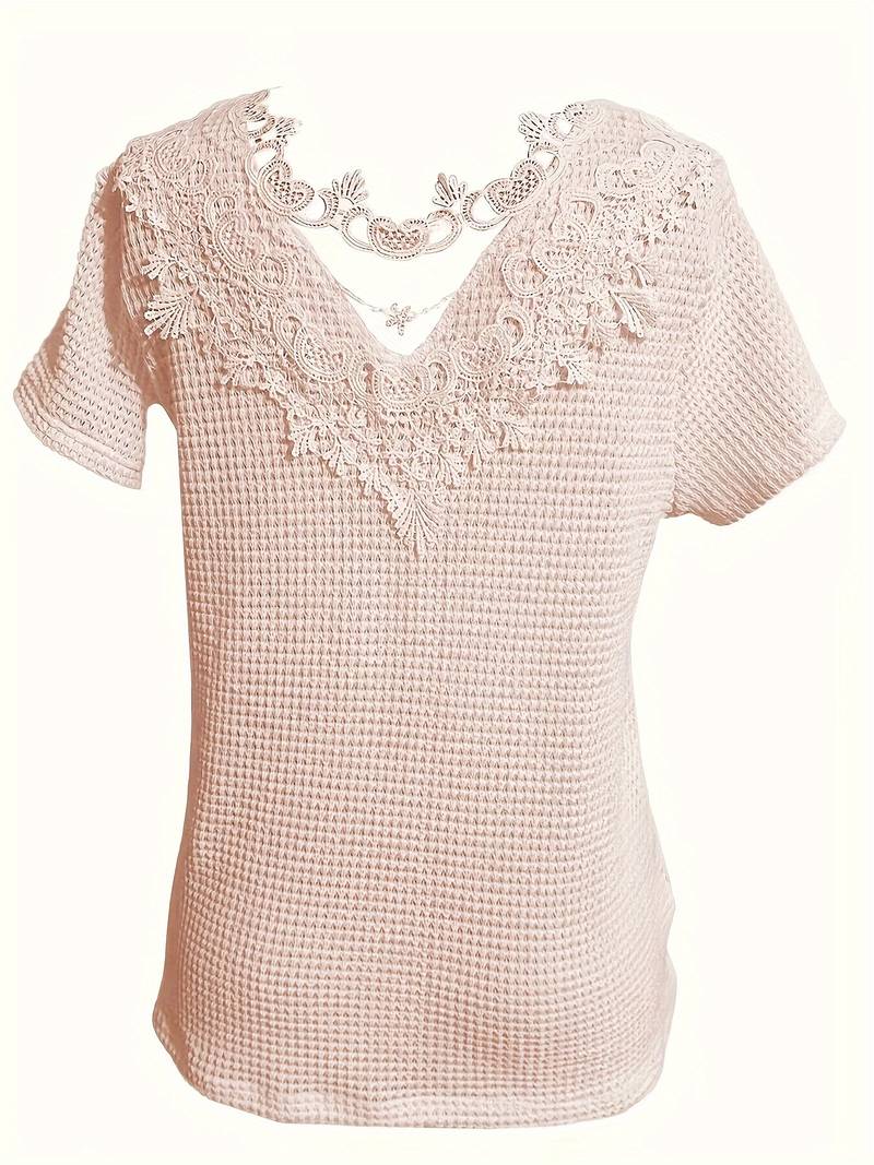 Lilli - T-Shirt aus kontrastierender Spitze mit Rundhalsausschnitt