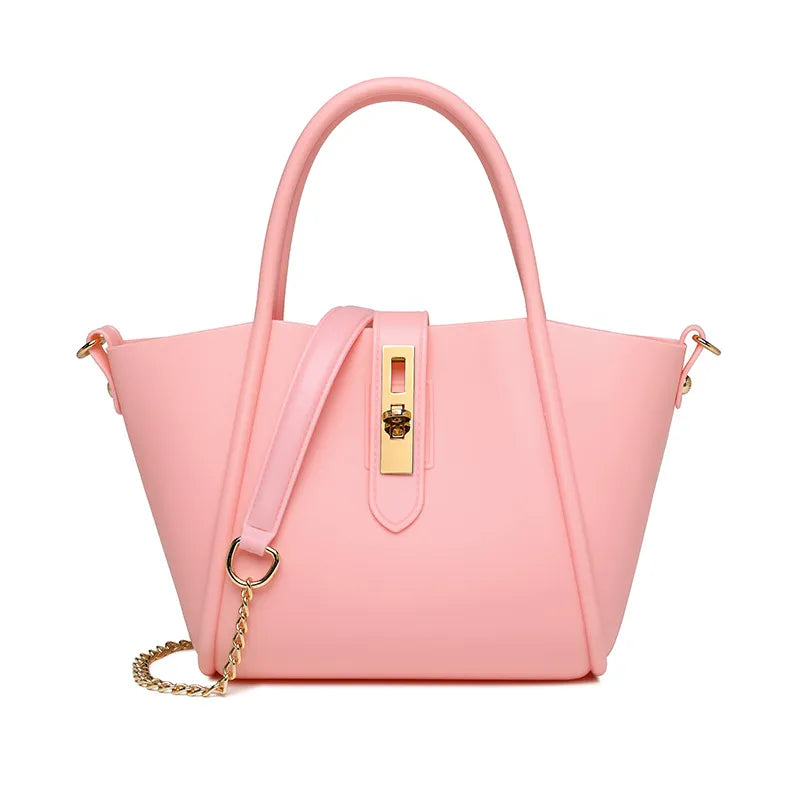 Handtasche für Damen aus Kunstleder ⎜ Modischer Begleiter mit Drehverschluss für Alltag, Shopping und Freizeit